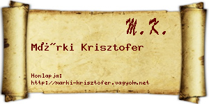 Márki Krisztofer névjegykártya